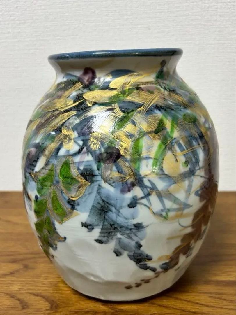 梅田純一 花瓶 錦絵壺型花瓶