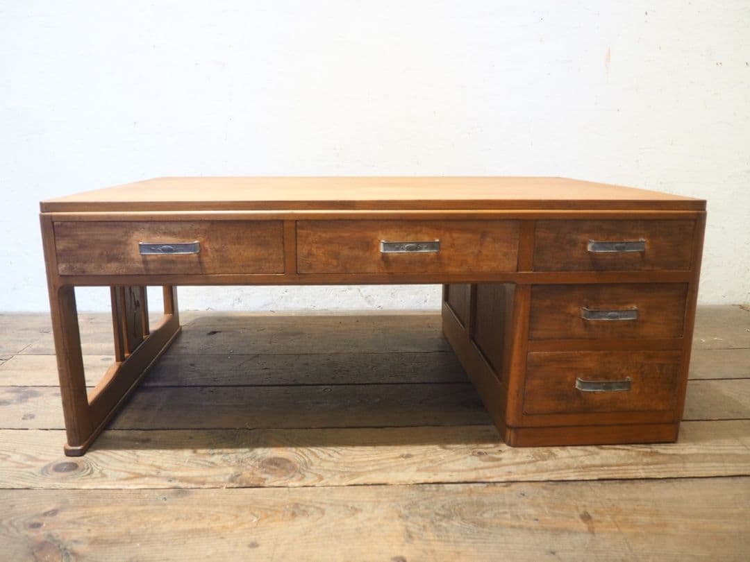 1211 ヴィンテージ　ロータイプの片袖机　文机　ローテーブル　古家具　レトロ
