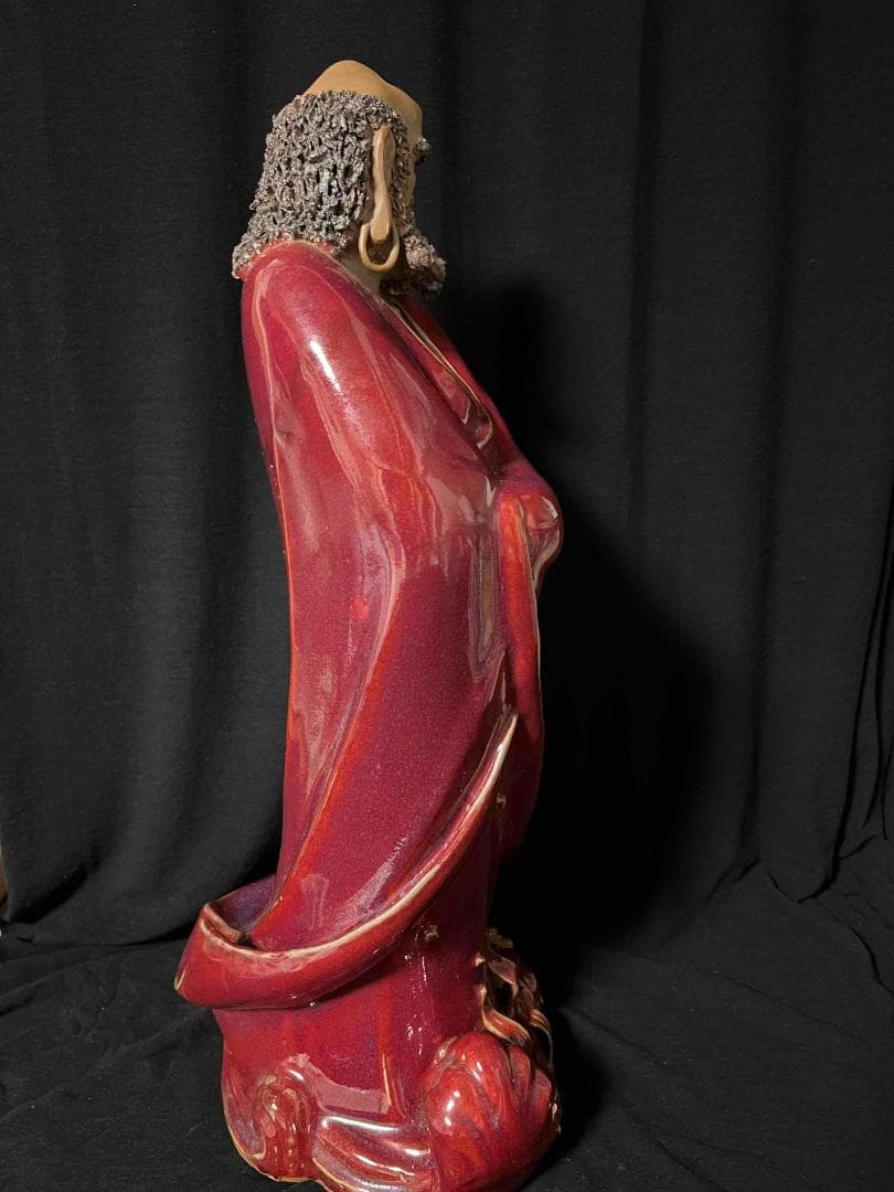 清时代 鈞窯　紫紅釉鈞窯達摩　窯変釉　辰砂　唐物　古賞物(B-101)