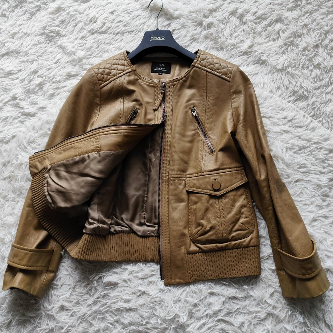美品！23区 希少サイズ 48 5Lレザージャケット ブルゾン ラムレザー 茶