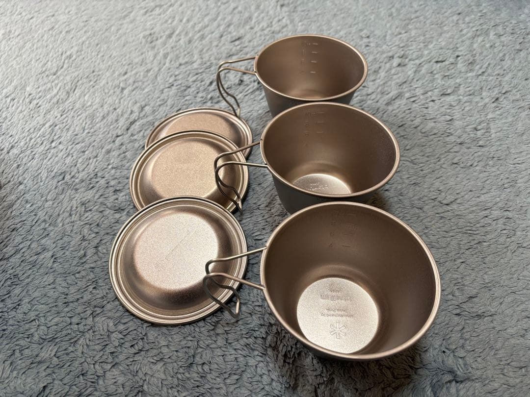 深型チタンシェラカップ蓋付き　3個　スノーピーク