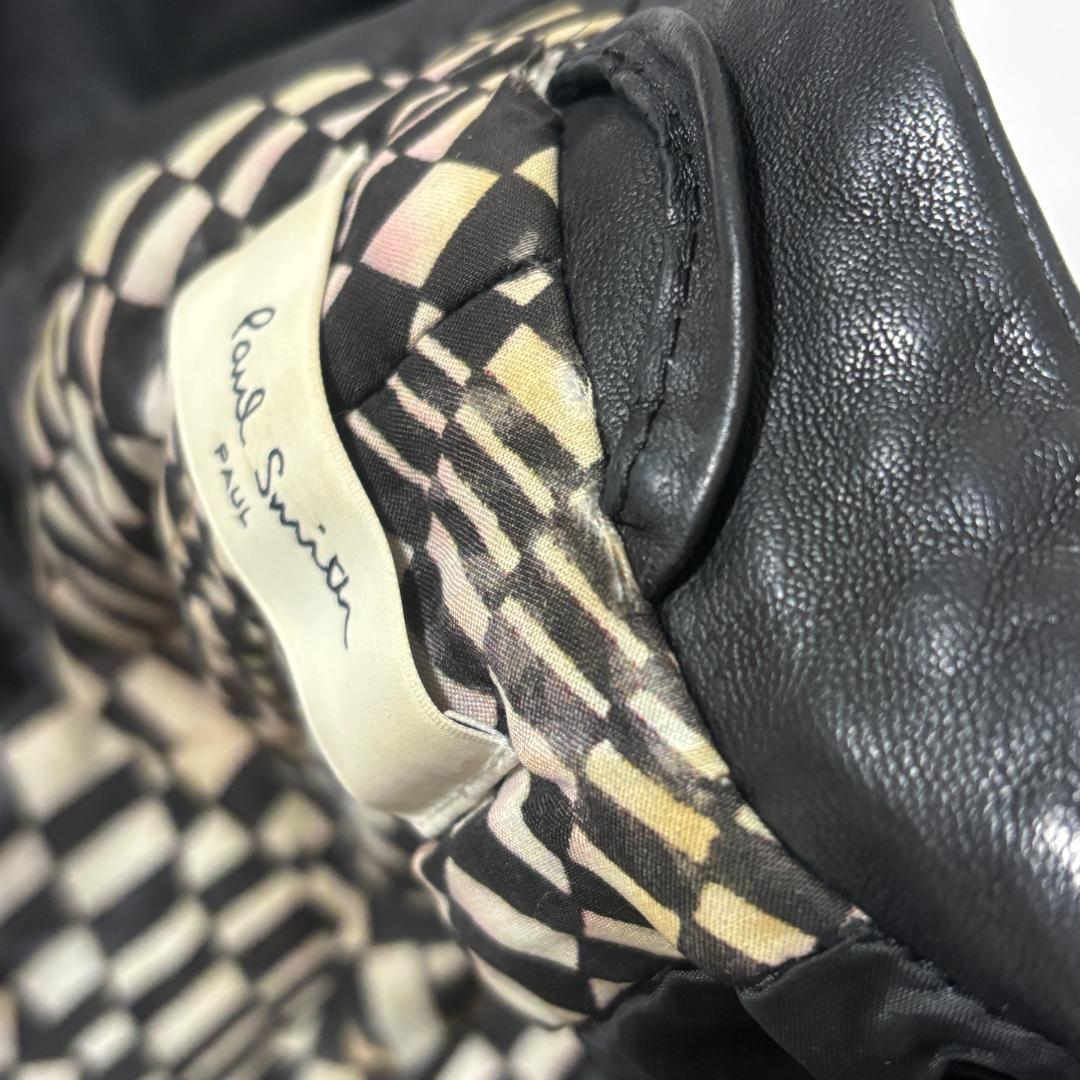 【希少】ポールスミス ライダースジャケット 羊革 ノーカラー L シングル