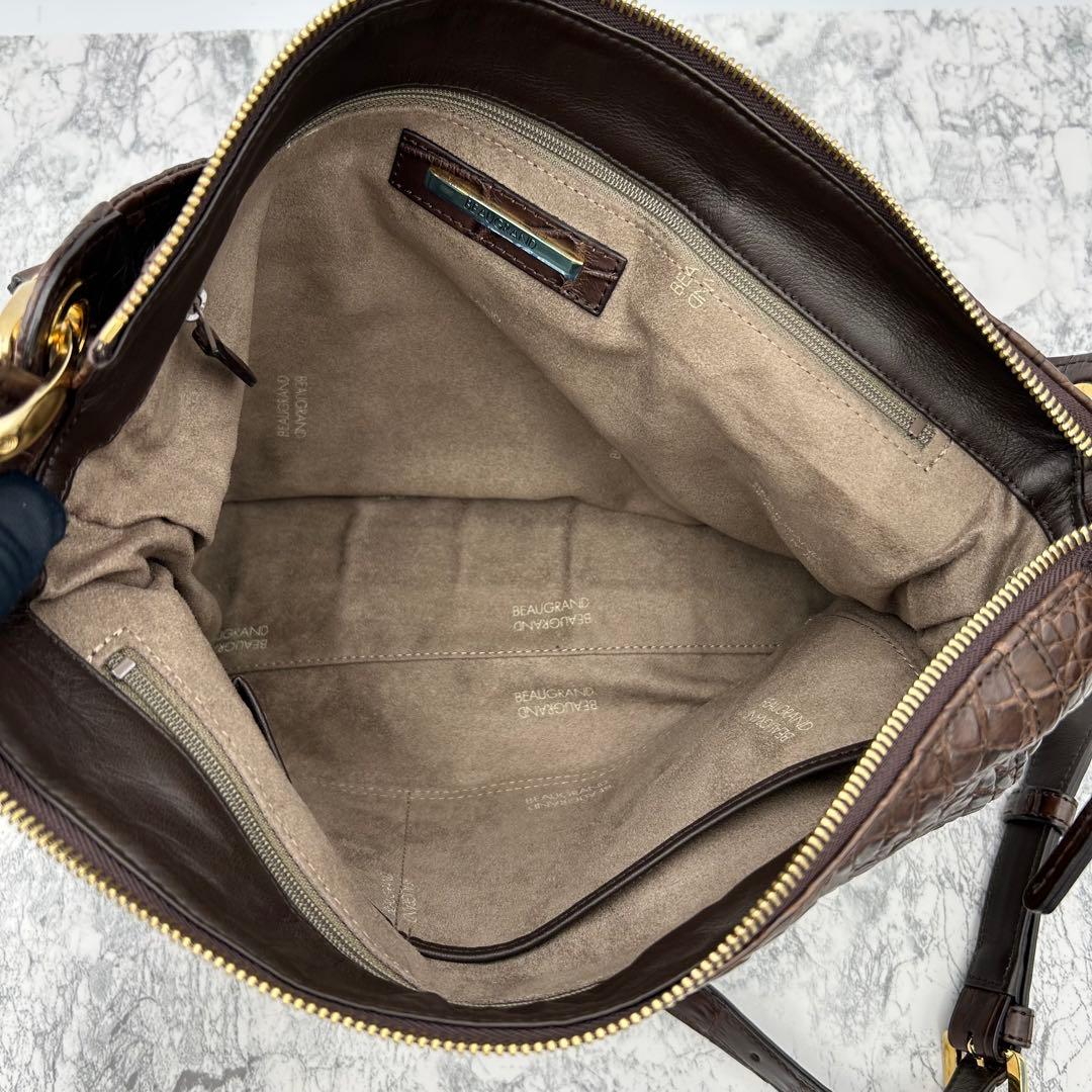 極美品✨ ボーグラン　ショルダーバッグ　2way クロコ本革　JRA