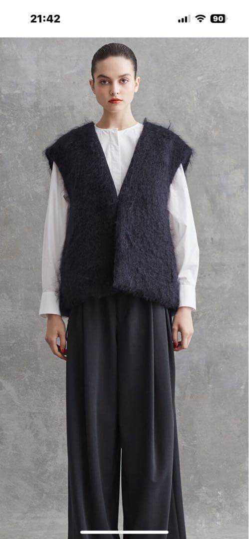 ドゥロワー　FALL2 コットンブザムノーカラーシャツ36