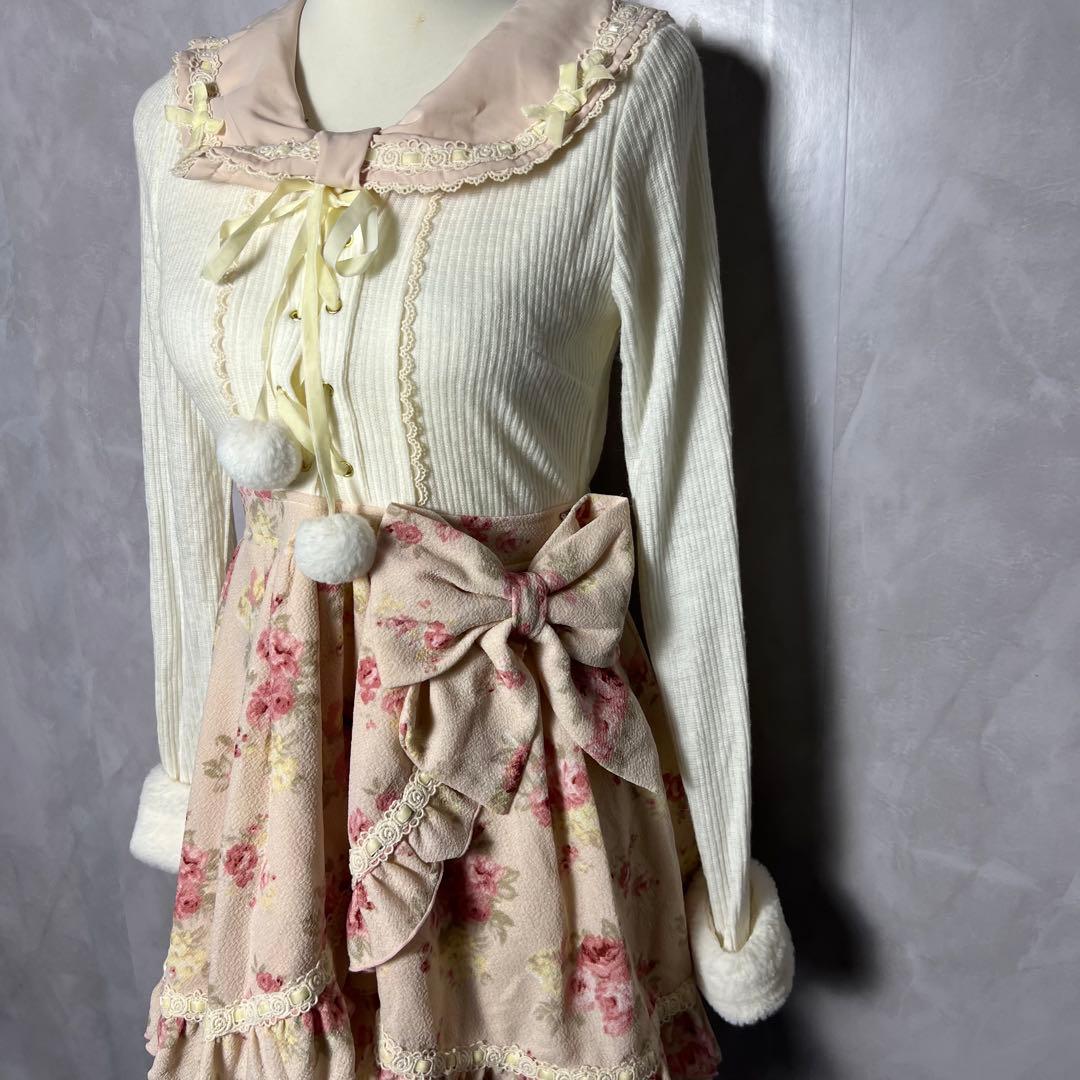 リズリサ リボン ワンピース 花柄 フリル ガーリー 姫ギャル ロリータ