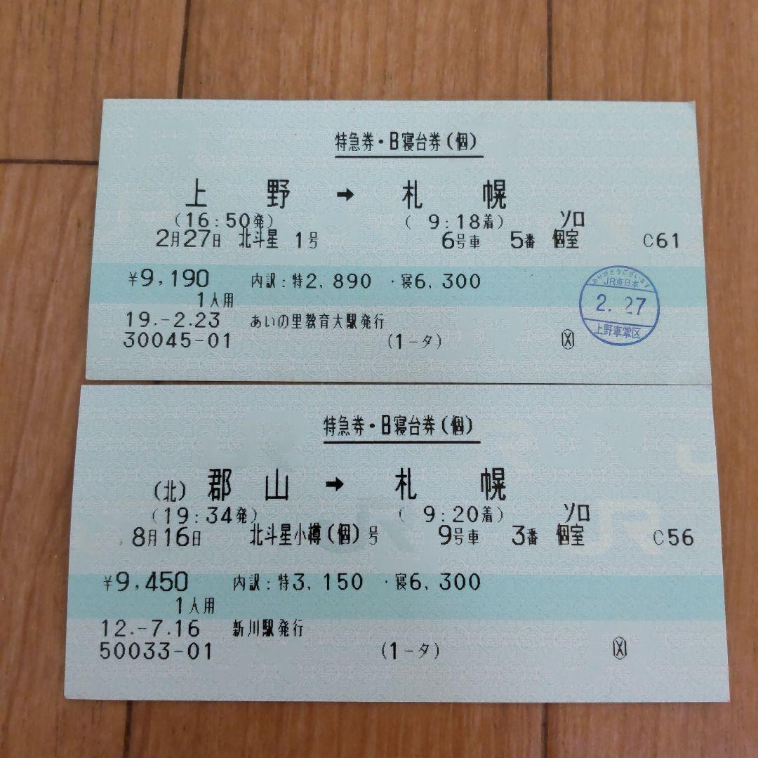 ●廃止列車●寝台特急北斗星号きっぷいろいろ　JRマルス券使用済