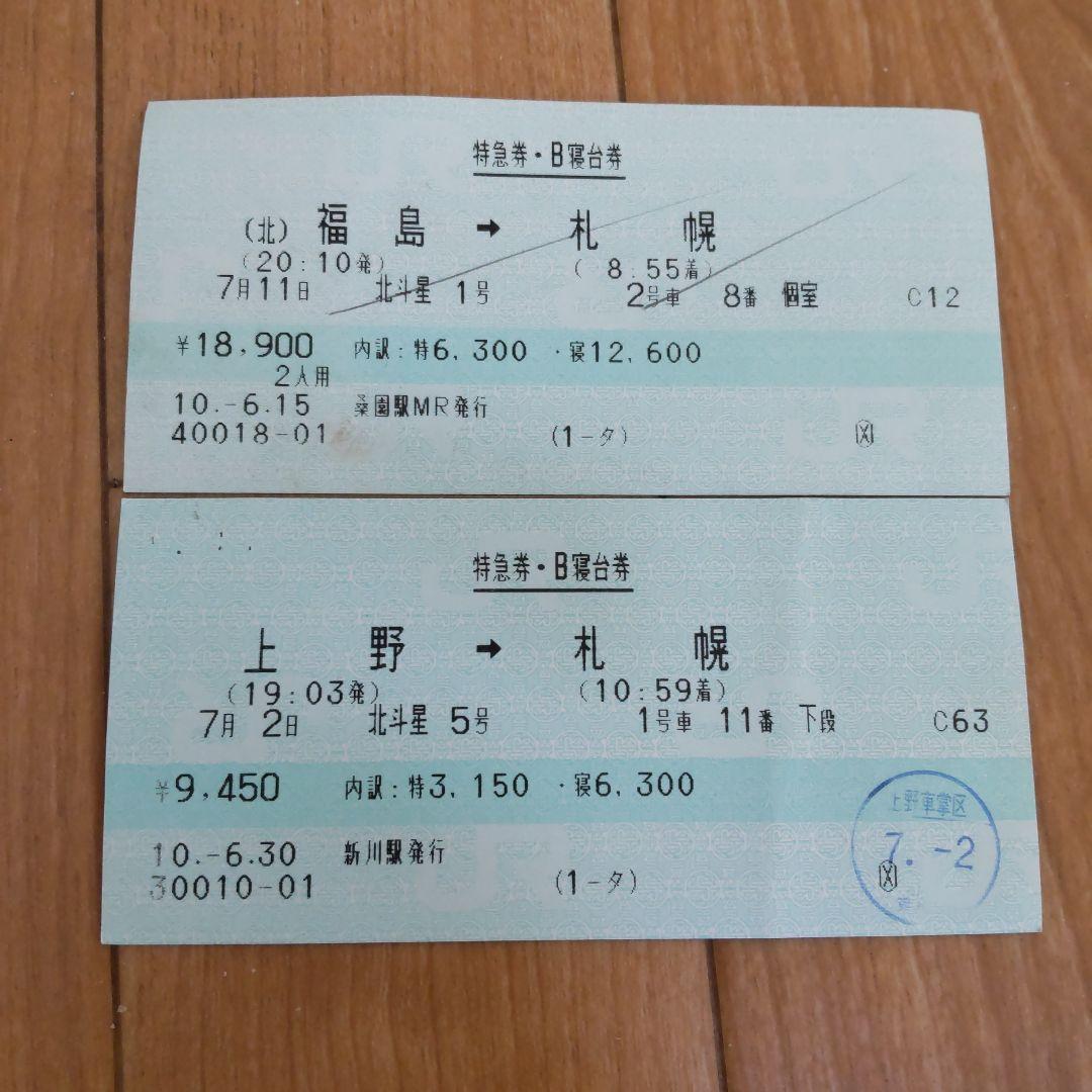 ●廃止列車●寝台特急北斗星号きっぷいろいろ　JRマルス券使用済