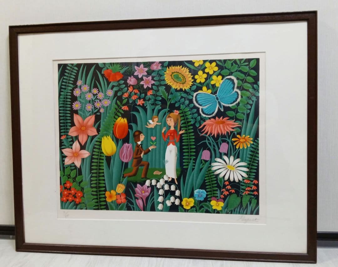 11月末まで　レイモン・ペイネ リトグラフ　お花のプロポーズ　サイン入り