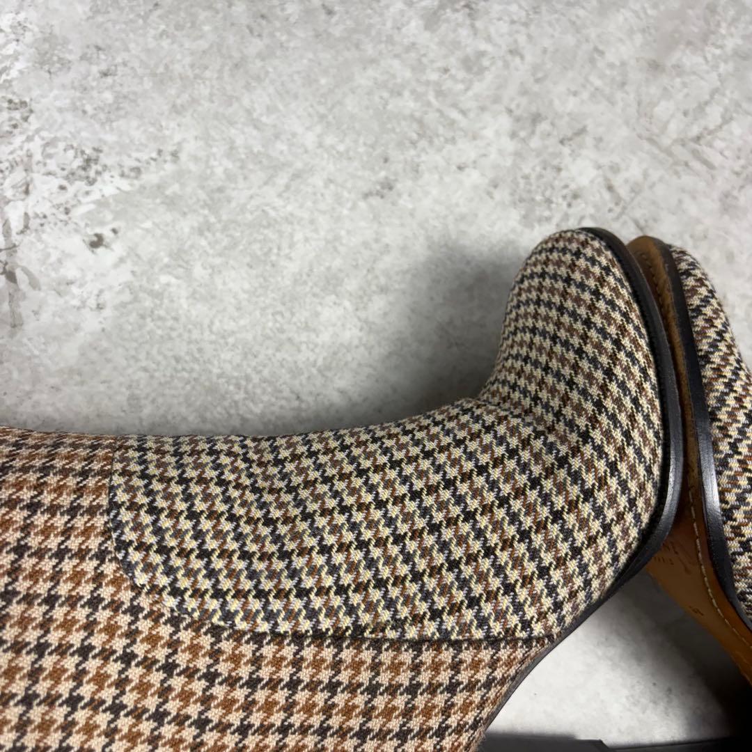 セリーヌ　CELINE ロングブーツ　36 チェック　ウール　ブラウン