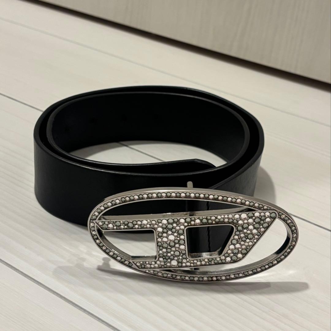 B-1dr Strass レザー ベルト クリスタル バックル