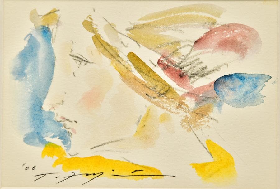 藤井武 「草木」水彩 吋 F0 額装 カラー白乳 直筆サイン入り