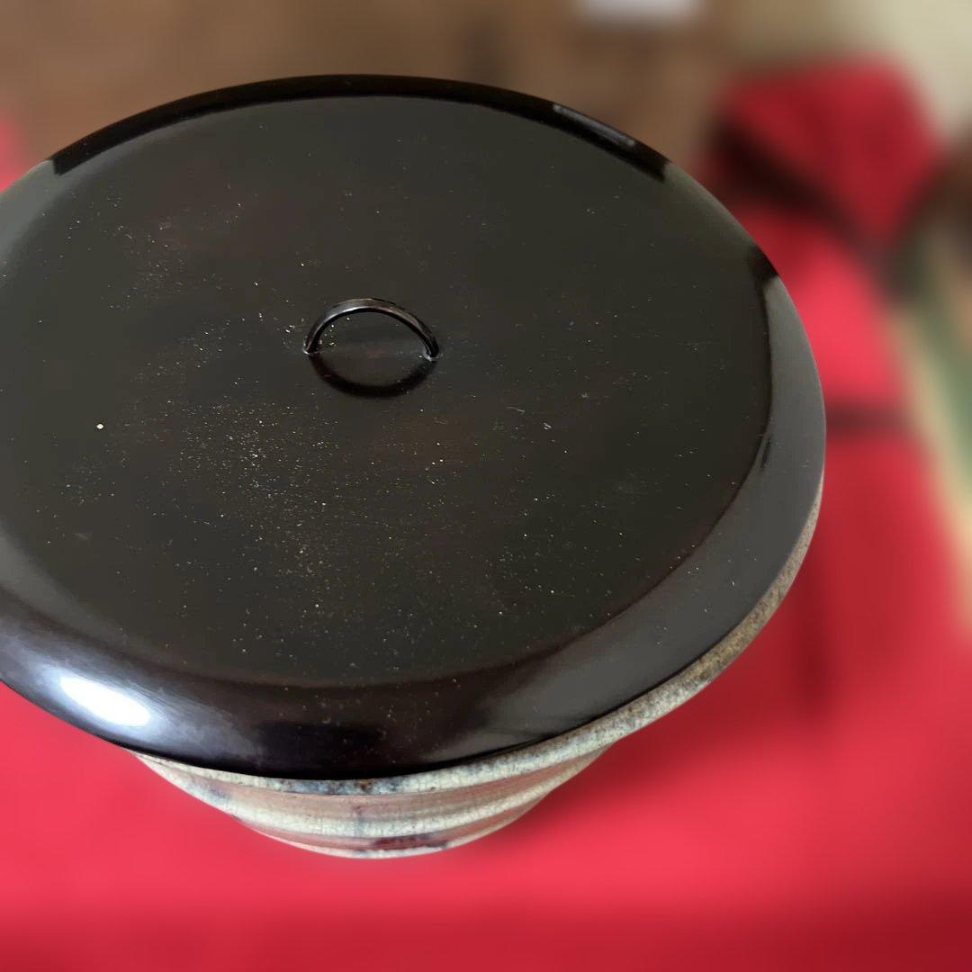 江戸時代物 茶道具 古唐津 水指 塗蓋 朝鮮唐津 骨董 古道具 古玩