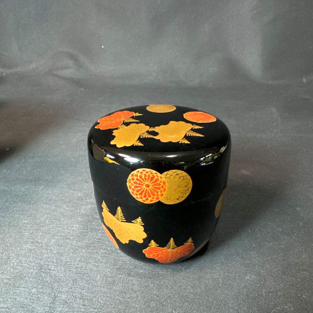 E982 送料無料　金彩蒔絵　棗　在銘　茶道具　茶室　茶道　共箱