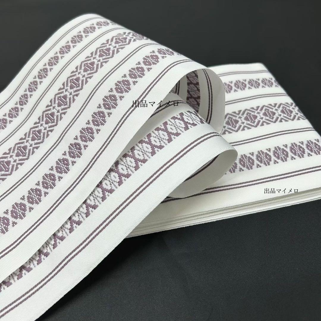 浴衣　綿麻　粋な夏着物　菊柄　紺色　献上柄　半幅帯　2点　0528①