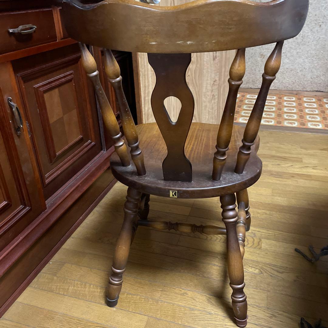 キツツキマーク　 スピンドルバックチェア ダークブラウン