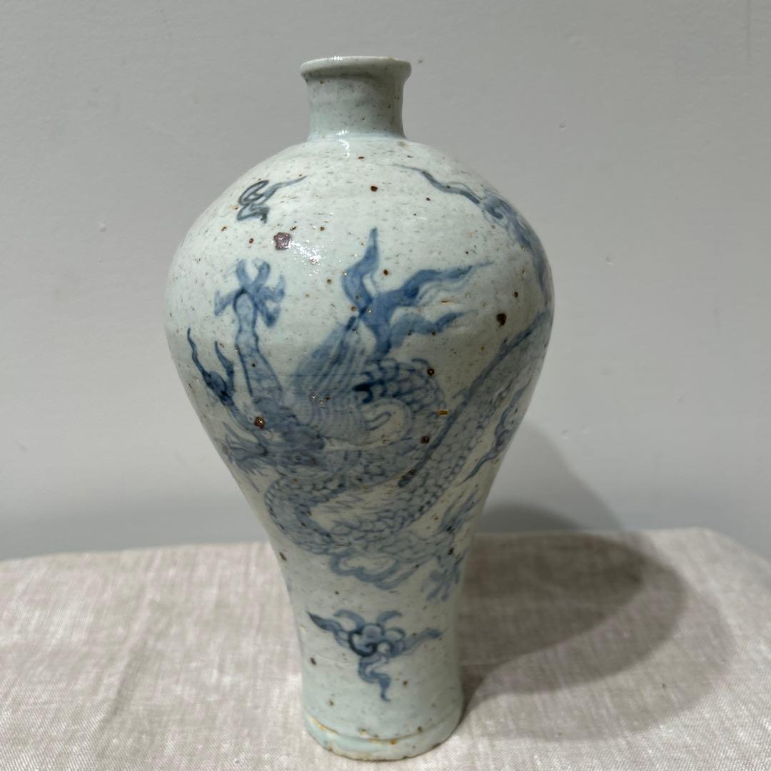 李朝　登り竜　美しい壺　古美術品