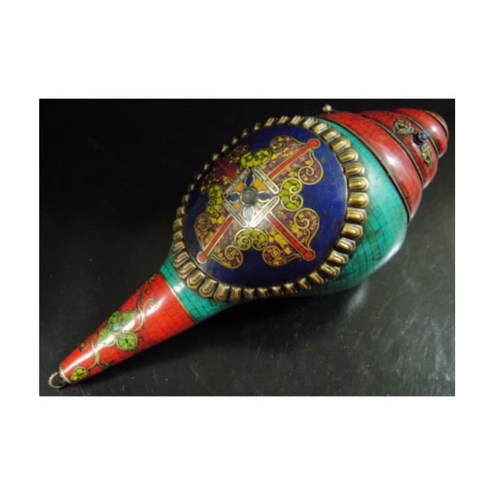 ◆チベット密教法具　法螺貝（シャンカ）羯磨（カツマ） M1