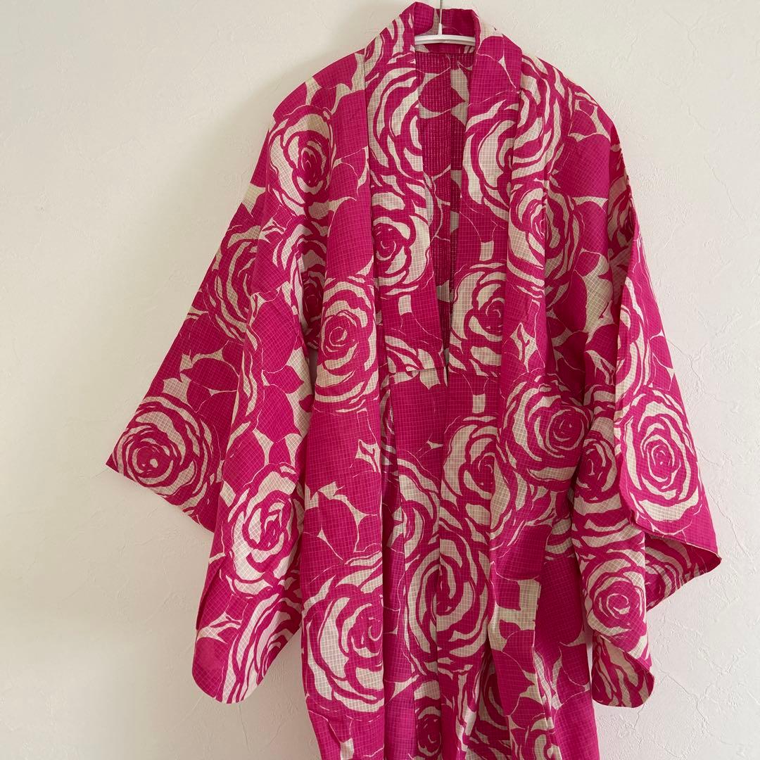 【ANNA SUI】 アナスイ 浴衣 ピンク オフホワイト 薔薇 バラ 花
