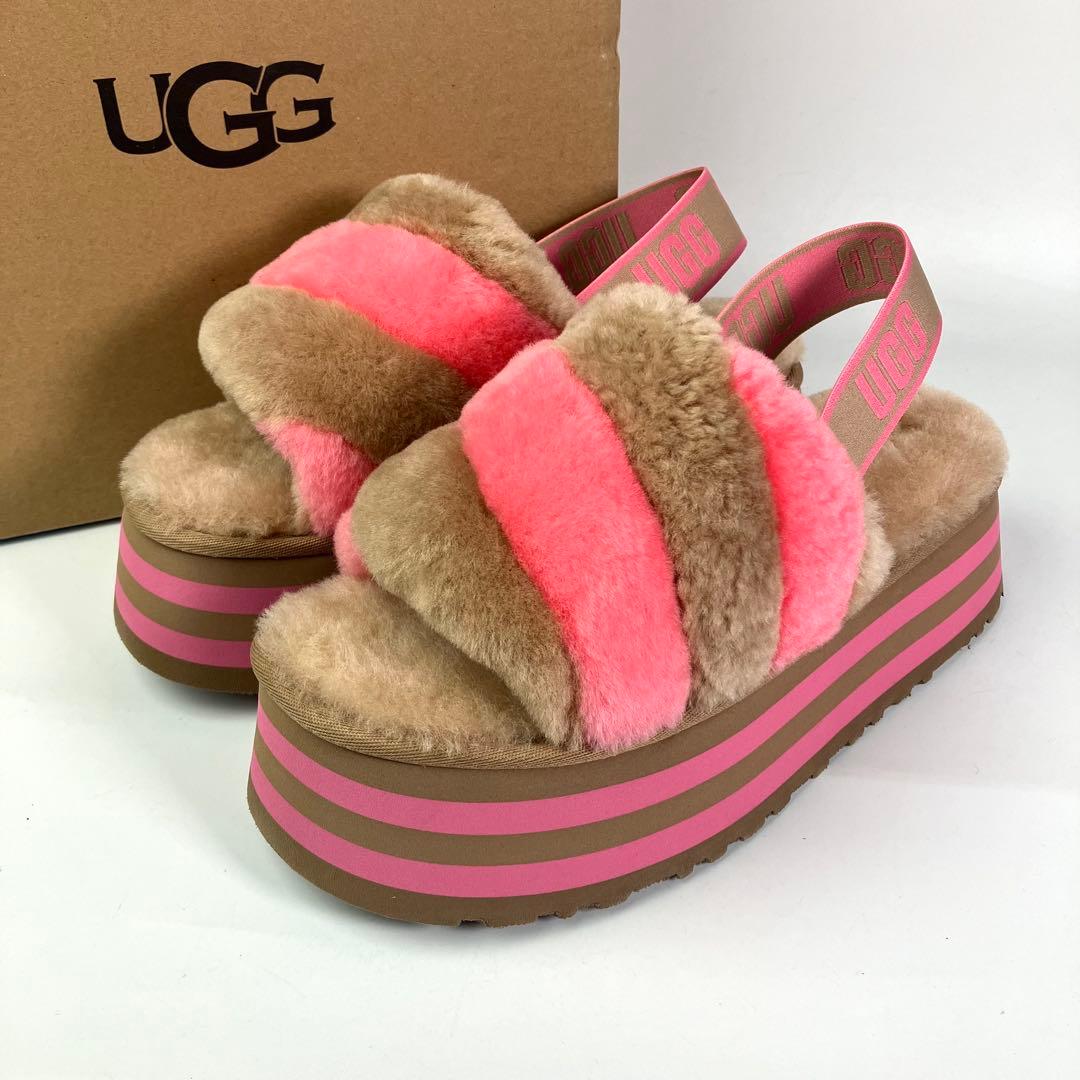 【未使用級】UGG ディスコストライプスライド　バックストラップ　厚底　26cm