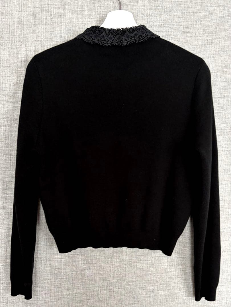 美品CABaN コットンカシミヤレースコンビポケットカーディガン