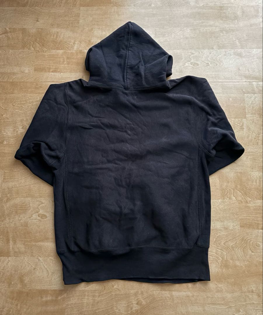 け*る様 90s usa製　ブラック　リバースウィーブ　目あり　ボロ　フェード