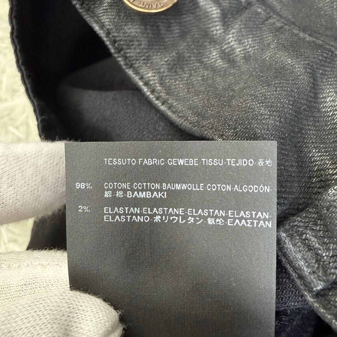 極美品 サンローランパリ エディ期 2014 コーティング デニムパンツ 黒