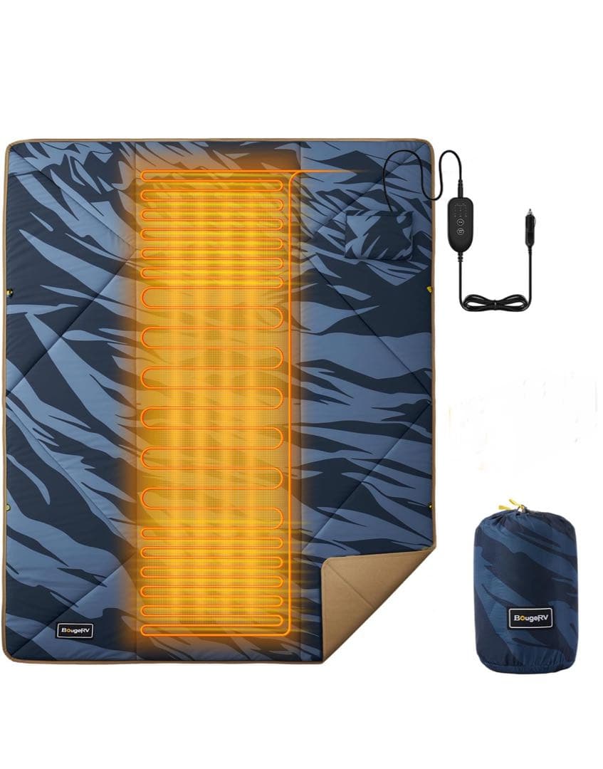 BougeRV 12V電気毛布 180×130cmキャンプ用品 電気ブランケット