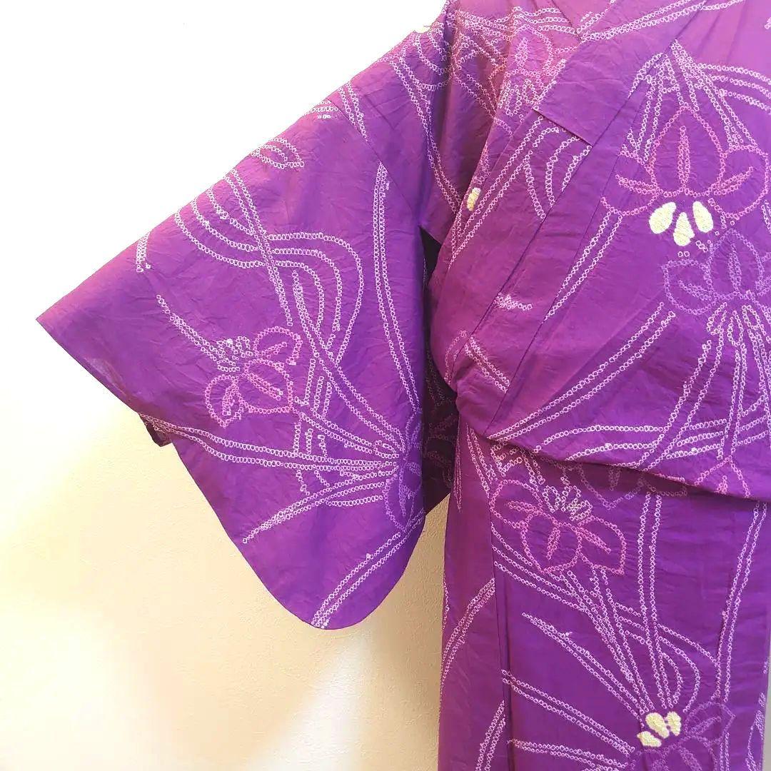 【有松鳴海絞】有松絞り浴衣 深紫 菖蒲 身丈163cm裄丈67cm
