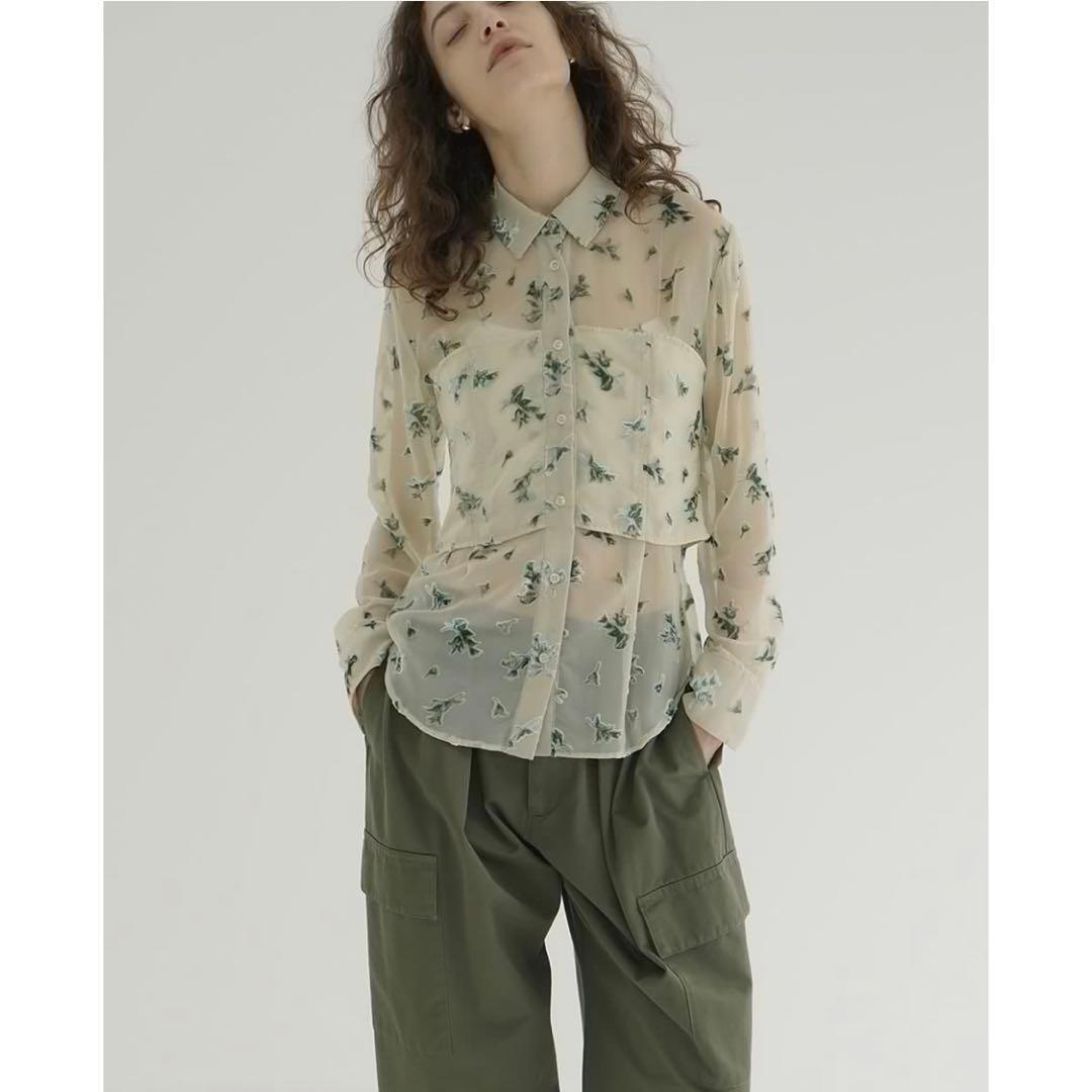 トップス CLANE FLOWER OPAL BUSTIER SHIRTS