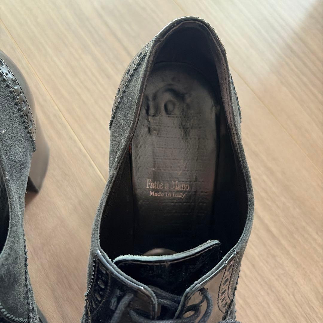 イタリア製　オックスフォードシューズ 黒 中ヒール