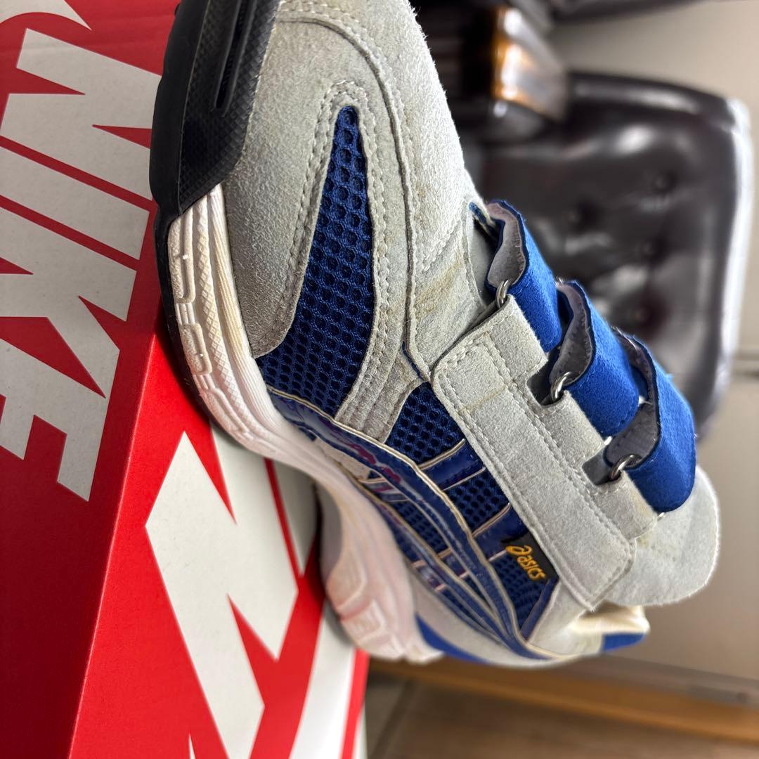 アシックスオーダーシューズ 青/灰色 ベルクロ