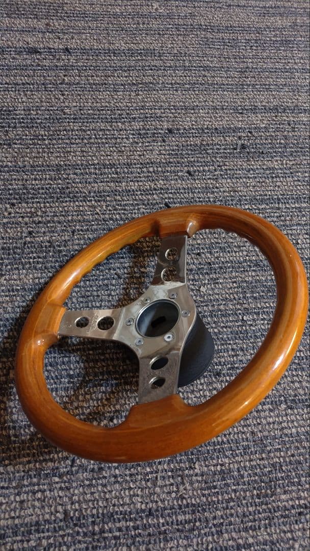 OBA ウッド製 ステアリング 約32.5cm ボス、ホーンスイッチ付き