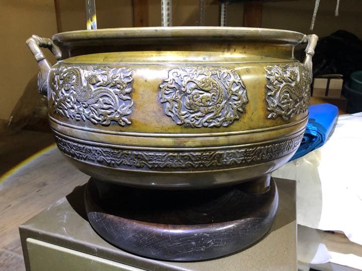 火鉢 ひばち 五徳付き 骨董 アンティーク 大正時代か昭和初期の物です