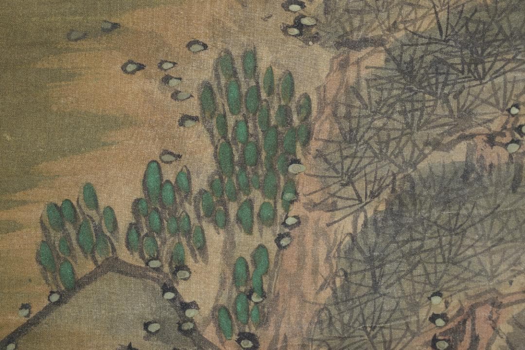 【模写】谷文晁/山水老松図/掛軸☆宝船☆Z-309