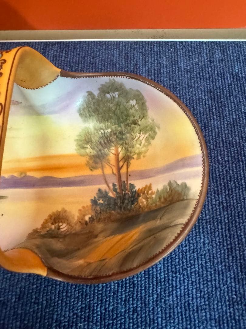 1847 【明治アンティーク】オールドノリタケ　風景図　手提皿　時代