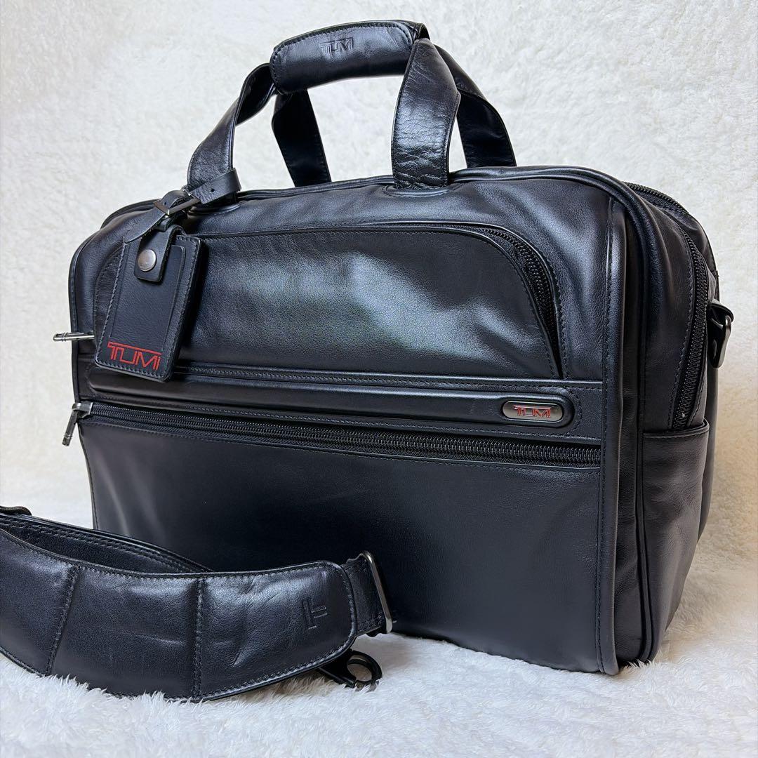 【極美品】 TUMI オールレザー 2way ブリーフケース 2室 大容量 A4