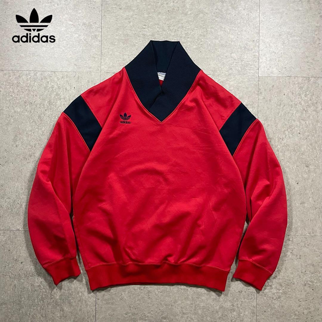 80s adidasデサント製 トレフォイルロゴ スウェット プルオーバー 古着