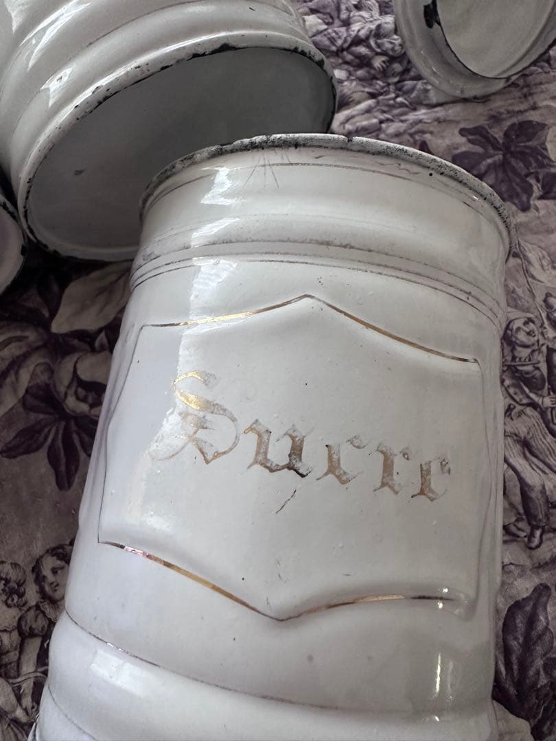 アンティーク　ホーロー　キャニスター　セット　フランスアンティーク