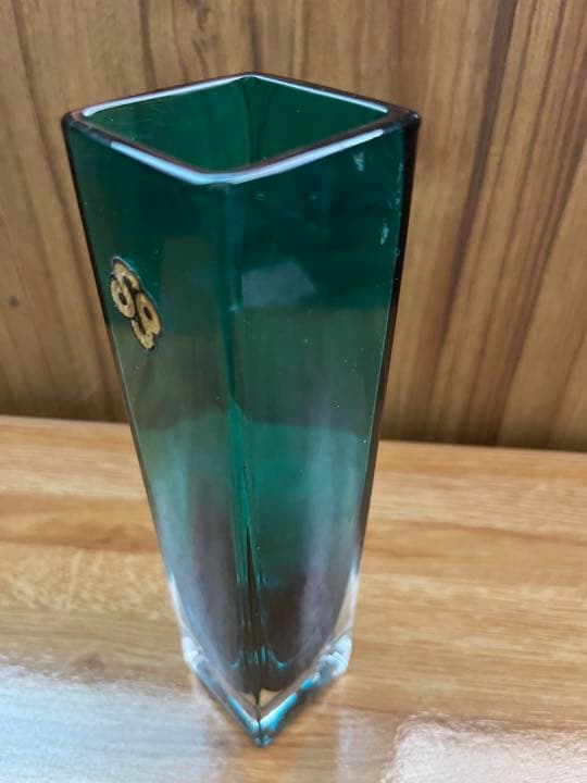 【イタリア製高級ガラス】ムラーノガラス SPロゴ グリーン×ブルー 花瓶