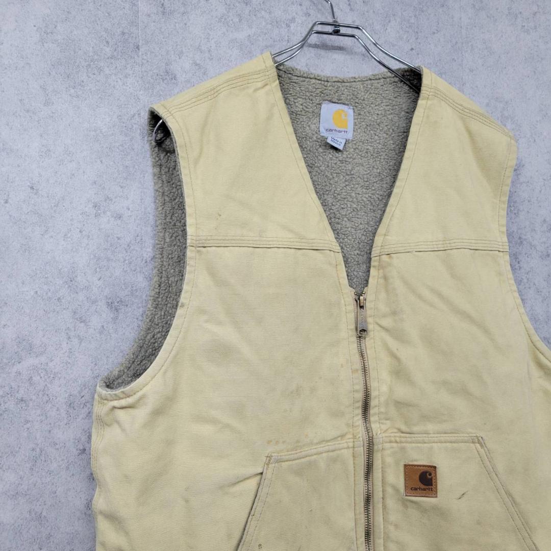 古着 90s メキシコ製 カーハート ダックジャケット ベスト ベージュ L