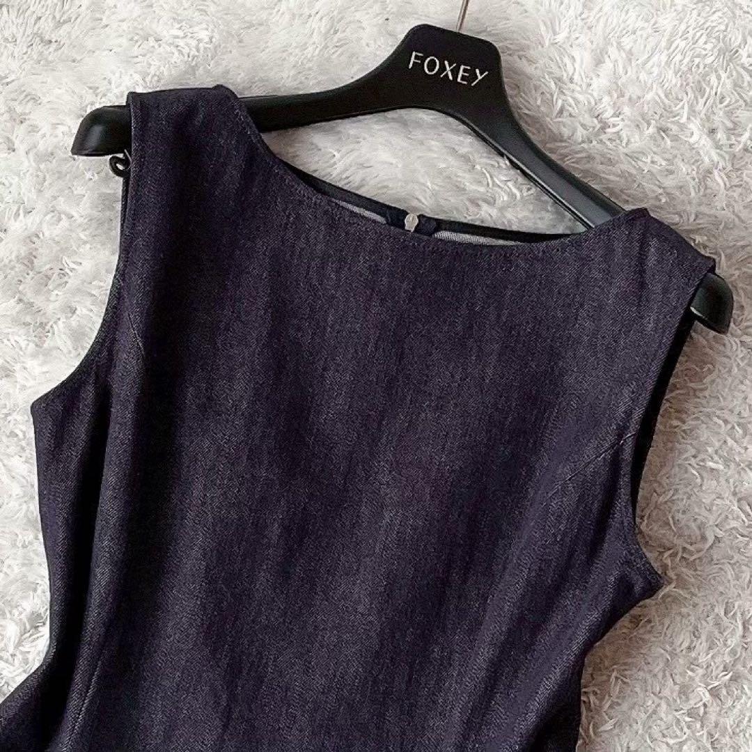 【美品】フォクシー ワンピースドレス ナルシス フレアひざ丈 デニム40