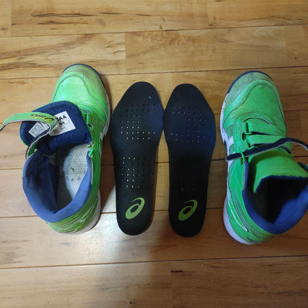 asics 緑色 ハイカット安全靴