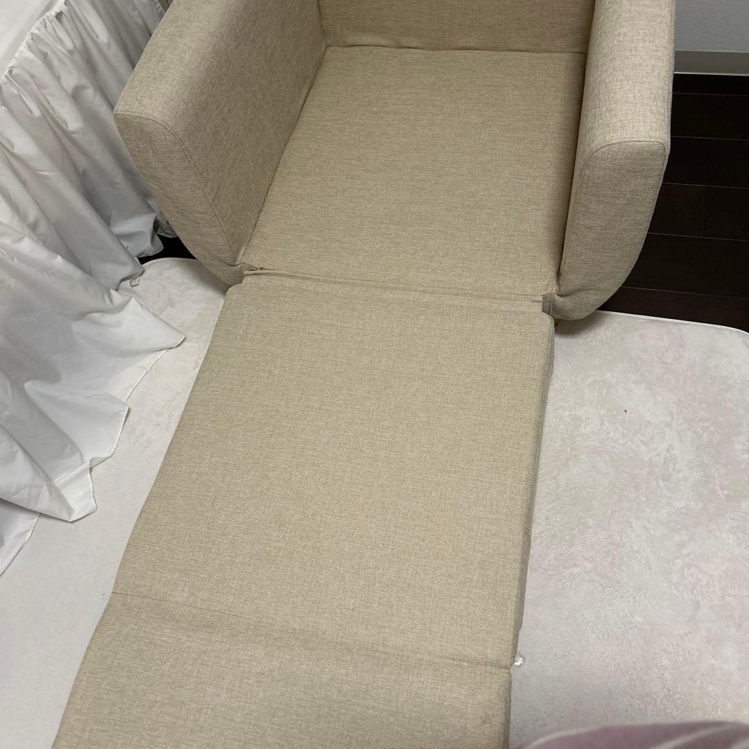 【えのむ】ベージュ 1人掛けソファ