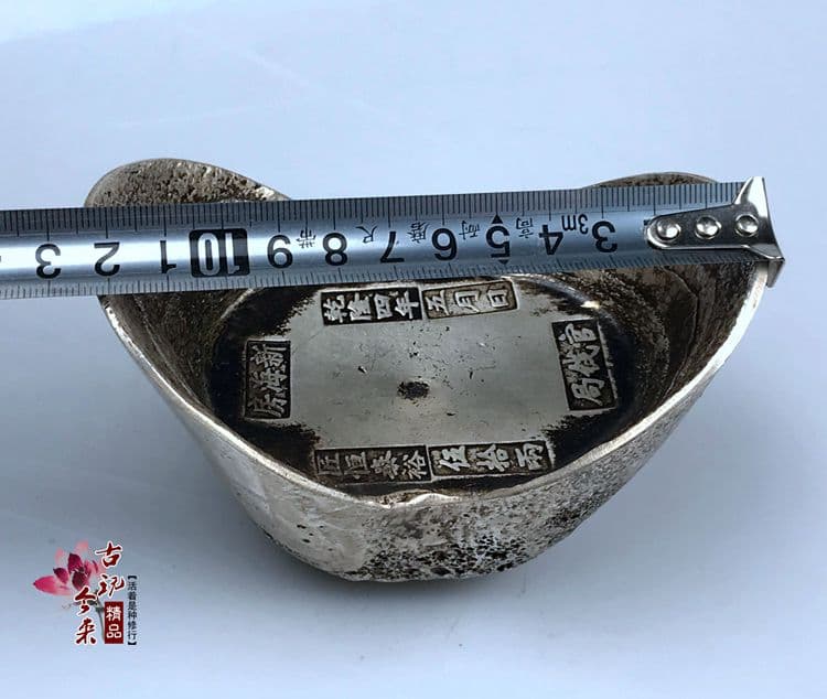 中国の清朝の五帝の銀塊、字はランダムで、50両の大きい銀の塊，1個