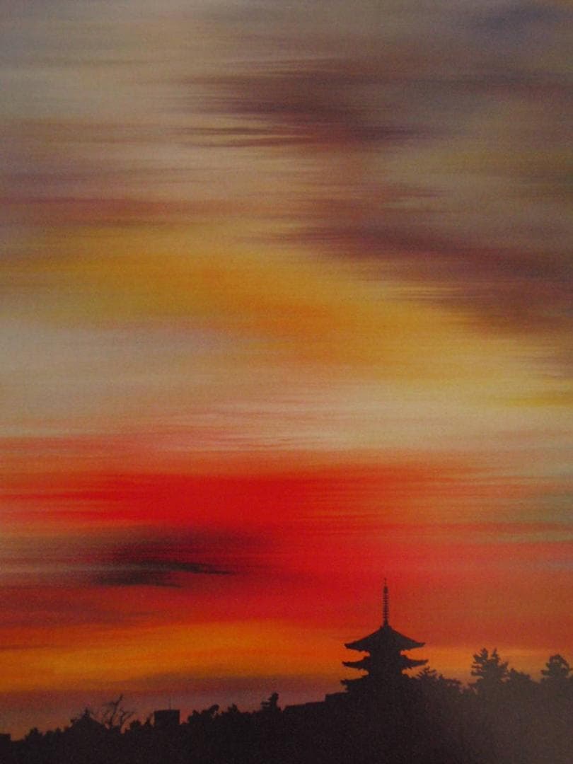 鎮西直秀、【吉祥興福寺図】、希少な額装用画集より、新品額装付、状態良好