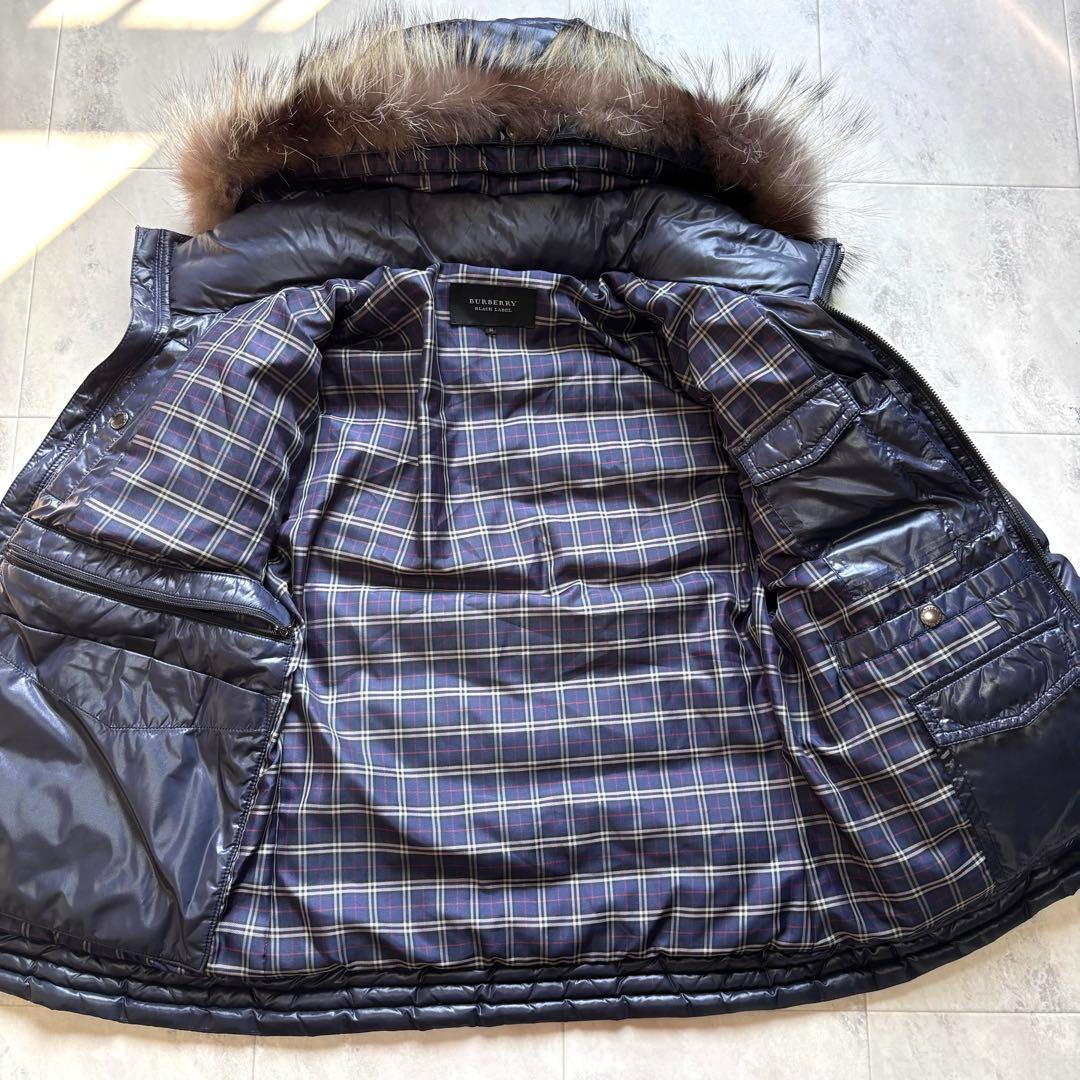【美品】バーバリーブラックレーベル グースダウンジャケット シルバーフォックス