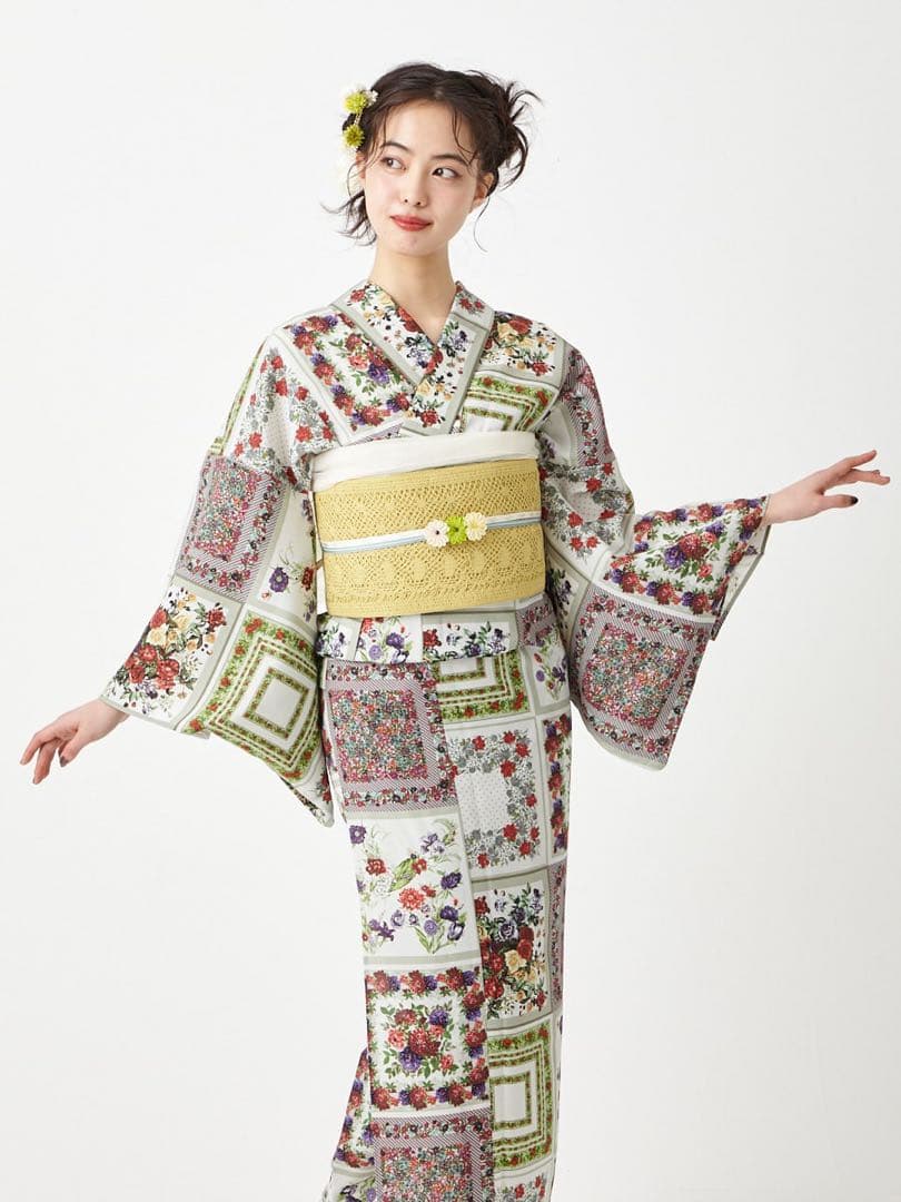 ふりふ　浴衣　スカーフ柄　スカーフローズ