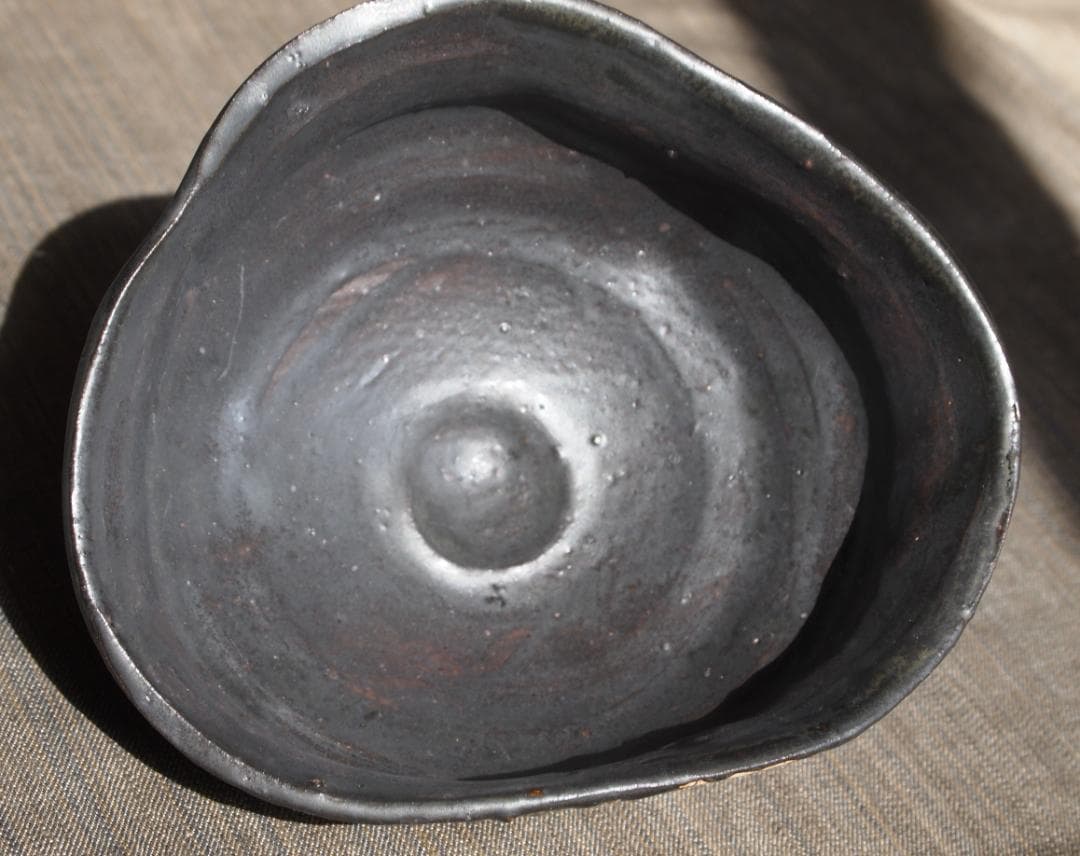 未使用★池田省吾★黒織部茶碗★共箱・布・栞