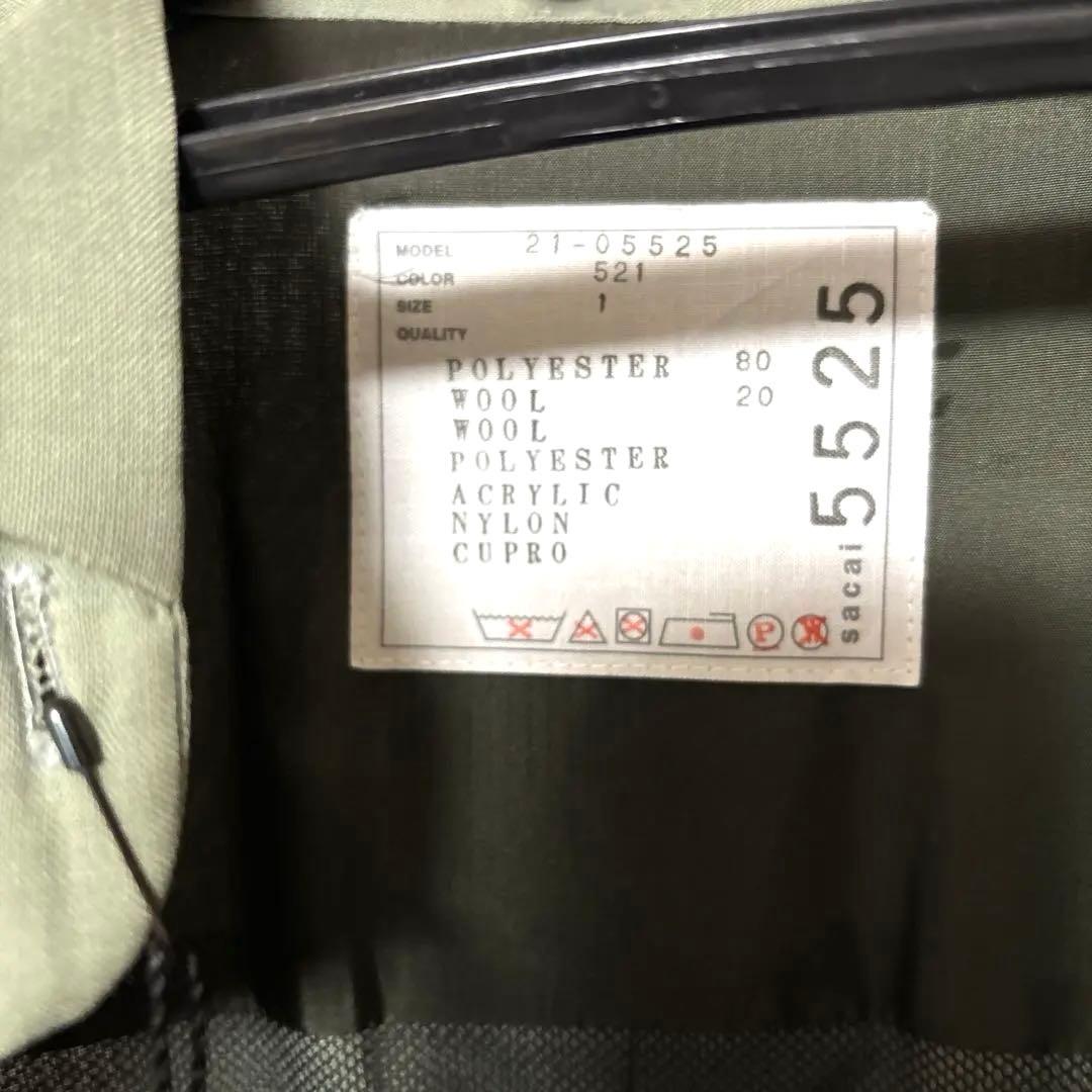 新品 sacai サカイ オリーブグリーン スーチングレイヤードジャケット