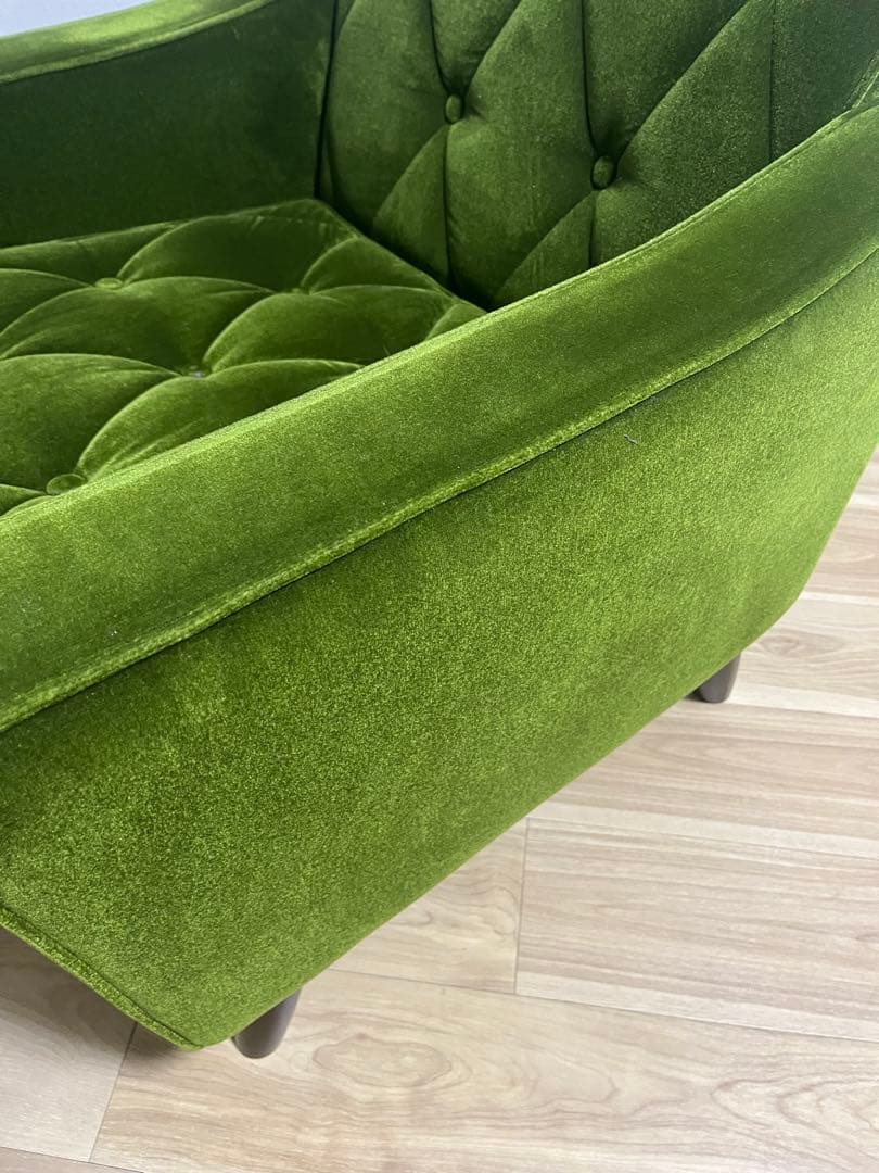 カリモク60　ロビーチェア　モケットグリーン 1人掛けソファ